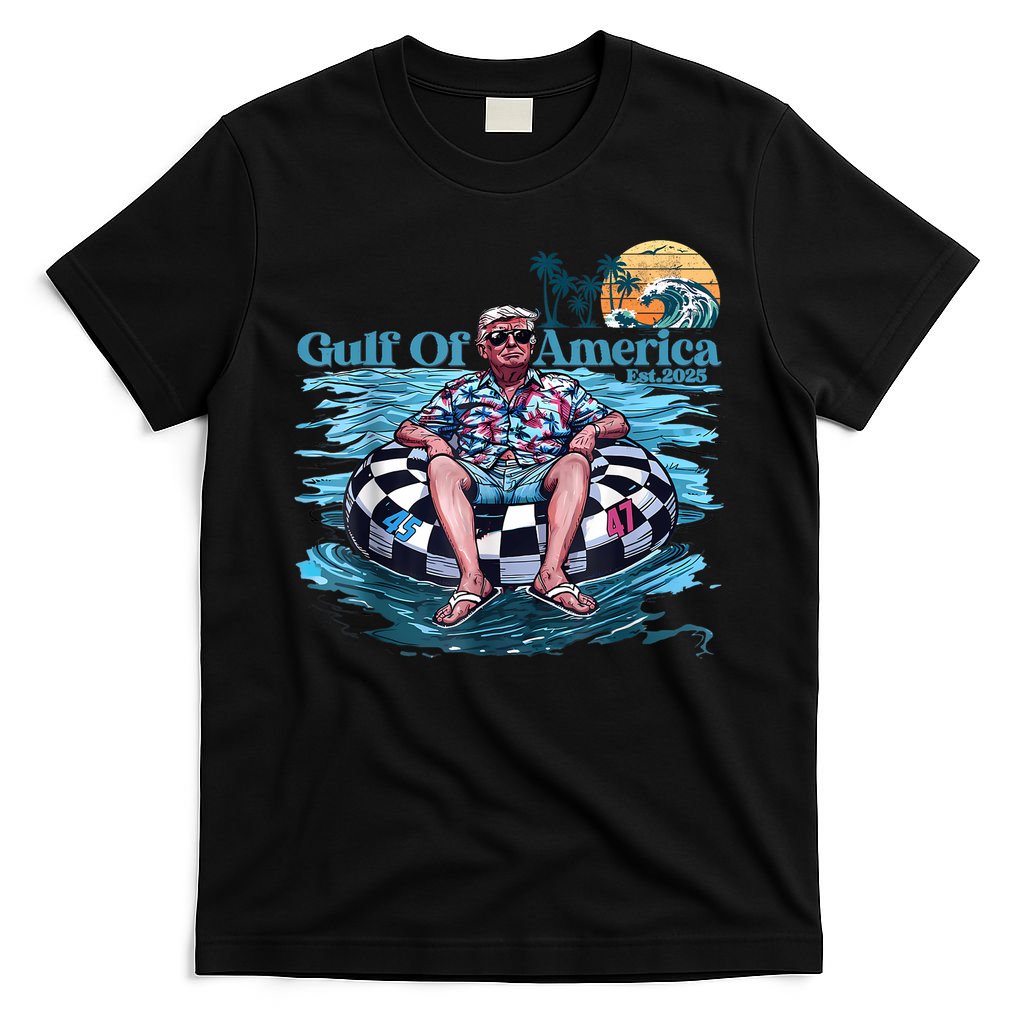 Trump Gulf Of Us America Est 2025 Retro Vintage Sunset T-Shirt