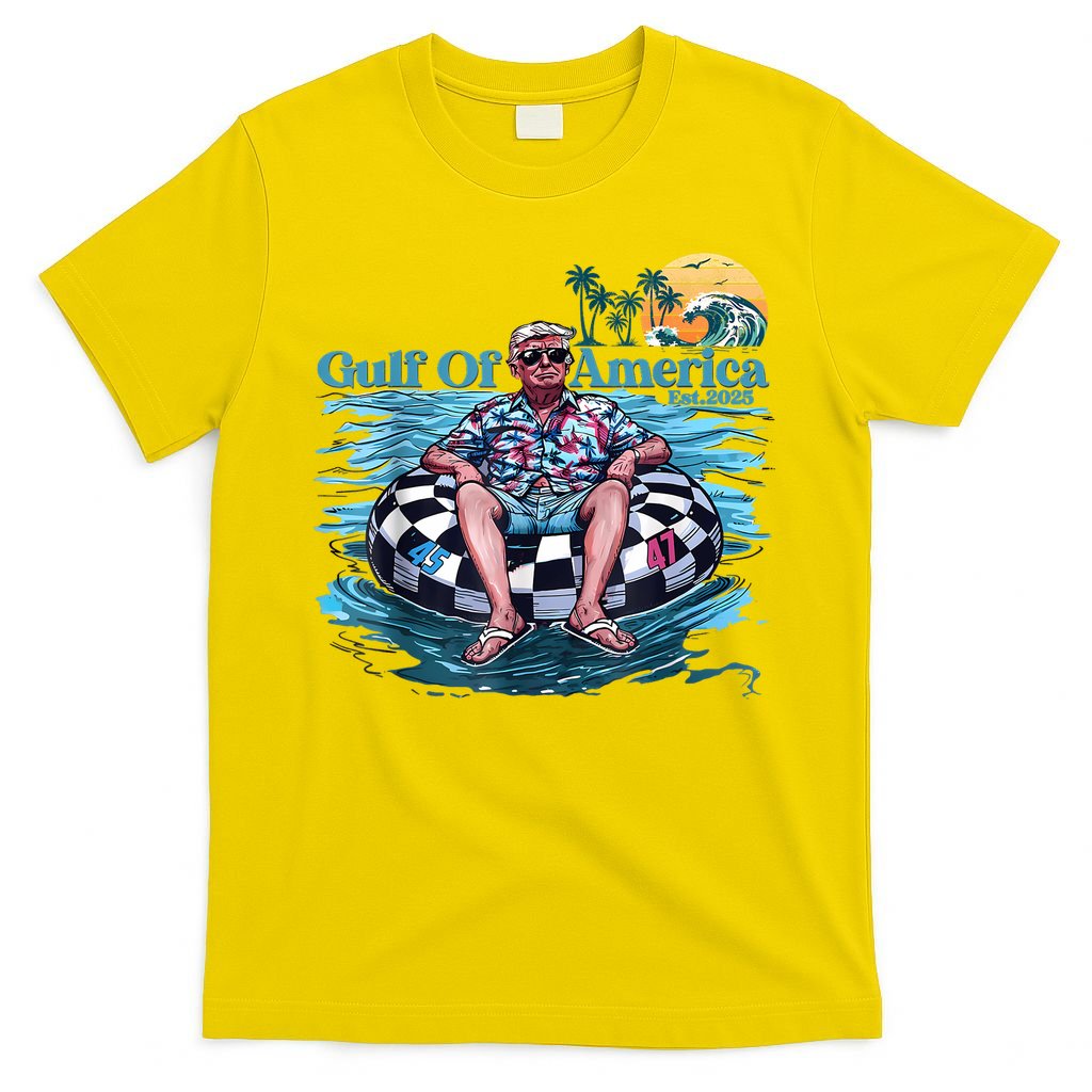 Trump Gulf Of Us America Est 2025 Retro Vintage Sunset T-Shirt