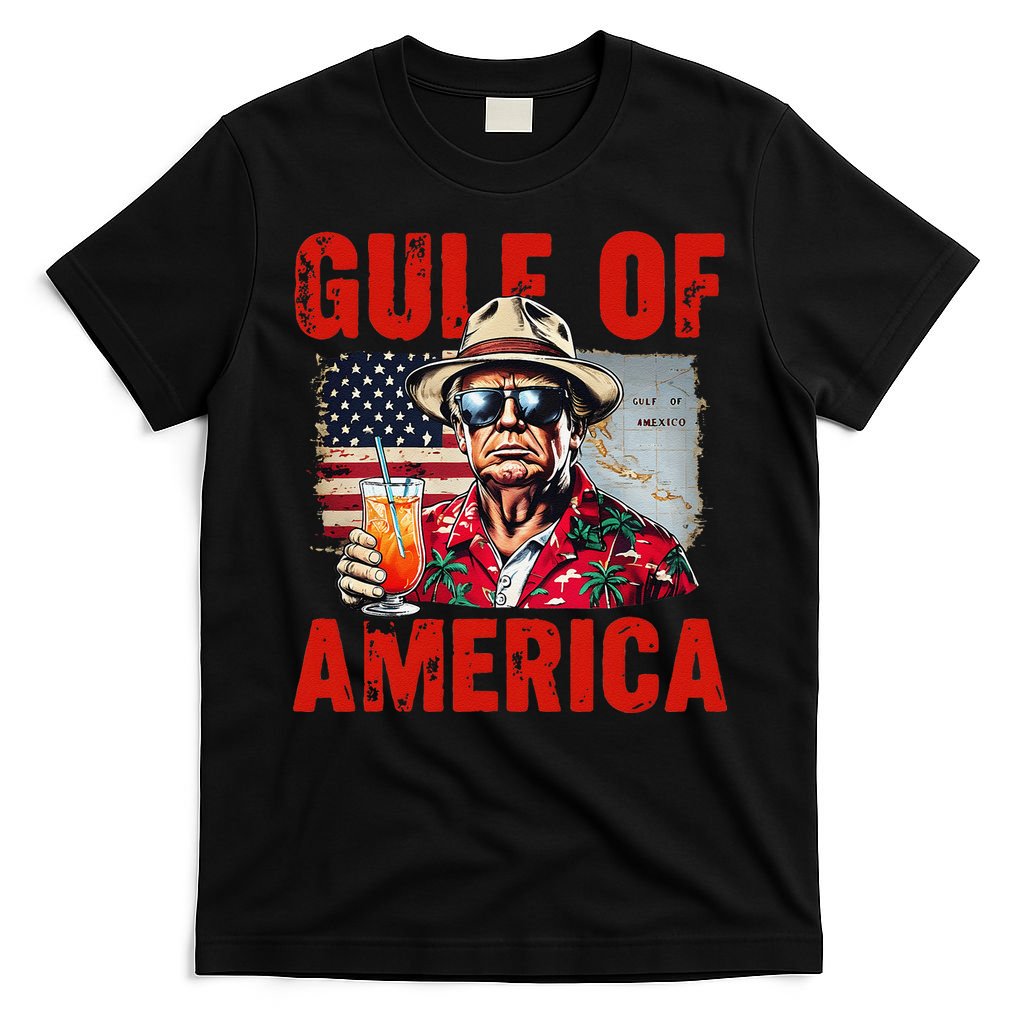 Trump Gulf Of Usa America Funny Gulf Of Mexico Usa Flag Map T-Shirt