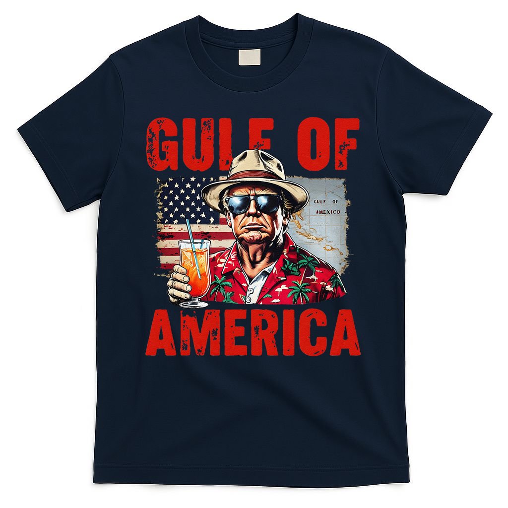 Trump Gulf Of Usa America Funny Gulf Of Mexico Usa Flag Map T-Shirt