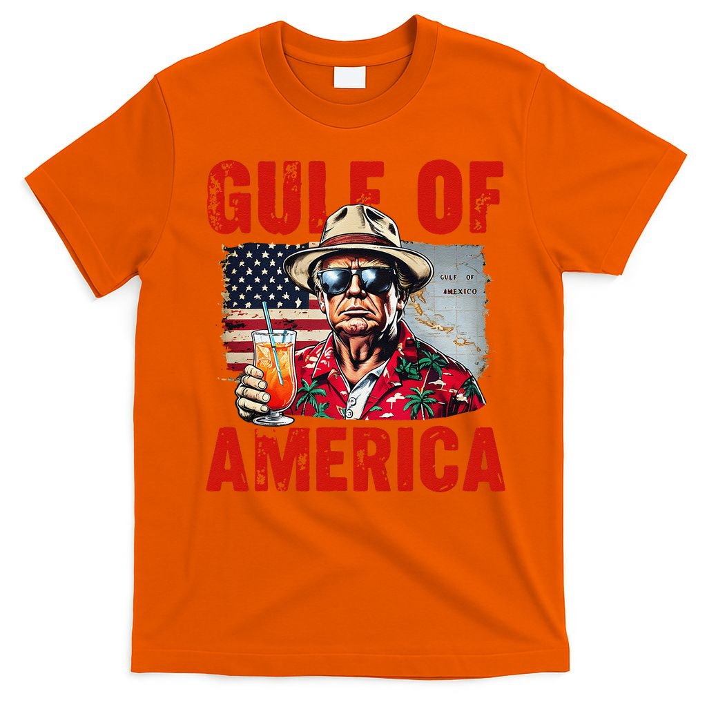 Trump Gulf Of Usa America Funny Gulf Of Mexico Usa Flag Map T-Shirt