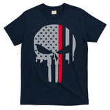 Thin Red Line Skull USA Firefighter Flag T-Shirt