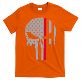 Thin Red Line Skull USA Firefighter Flag T-Shirt