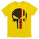 Thin Red Line Skull USA Firefighter Flag T-Shirt