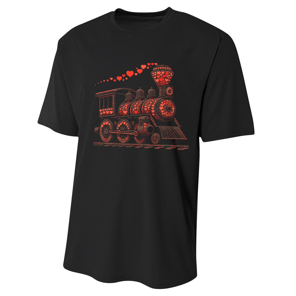 Train Heart Railroad Train Valentine Performance Sprint T-Shirt