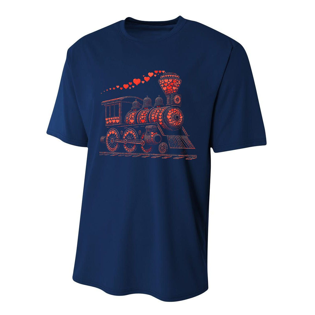 Train Heart Railroad Train Valentine Performance Sprint T-Shirt