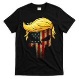 Trump Hair Skull 4th Of July Trump Us Flag Gift T-Shirt