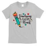 Teaching Is A Work Of Heart Cute Pencil Back To School T-Shirt