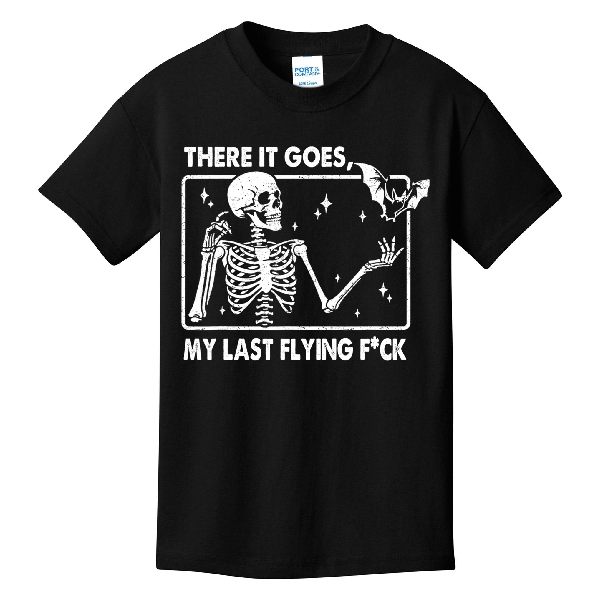 There It Goes My Last Flying F Skeletons Funny Halloween Kids T-Shirt