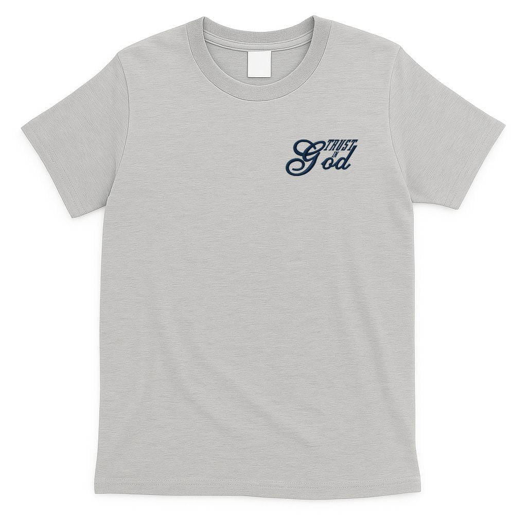 Trust In God Christian Faith In Jesus Midnight Blue Embroidered Embroidered T-Shirt