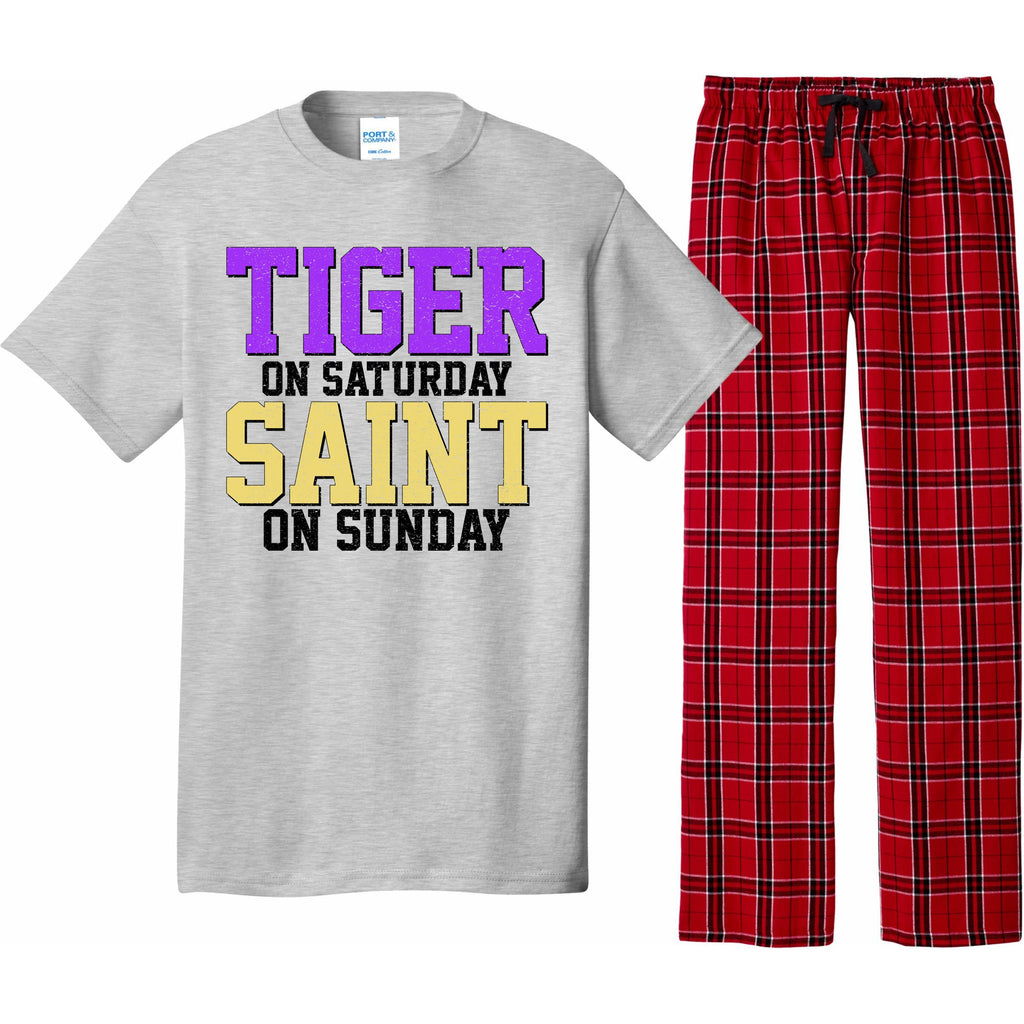 Tiger On Saturday Saint On Sunday Louisiana Football Pajama Set