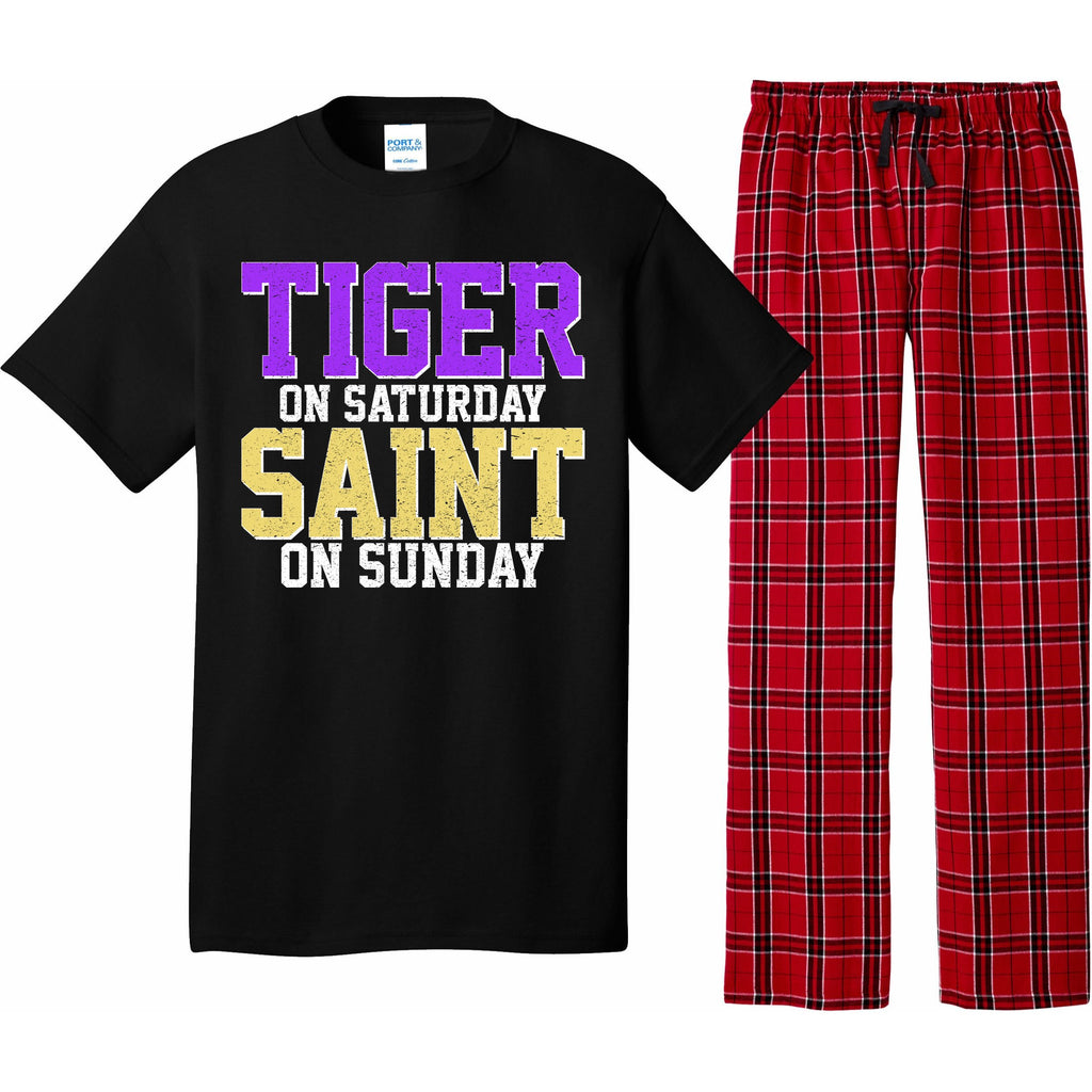 Tiger On Saturday Saint On Sunday Louisiana Football Pajama Set