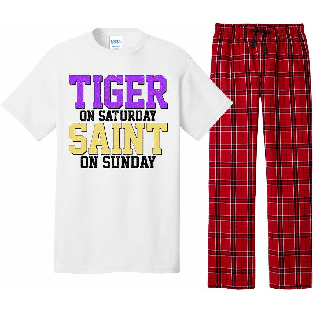 Tiger On Saturday Saint On Sunday Louisiana Football Pajama Set
