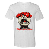 Trump Is My Valentine Retro Valentine Snow Globe White Heart V-Neck T-Shirt