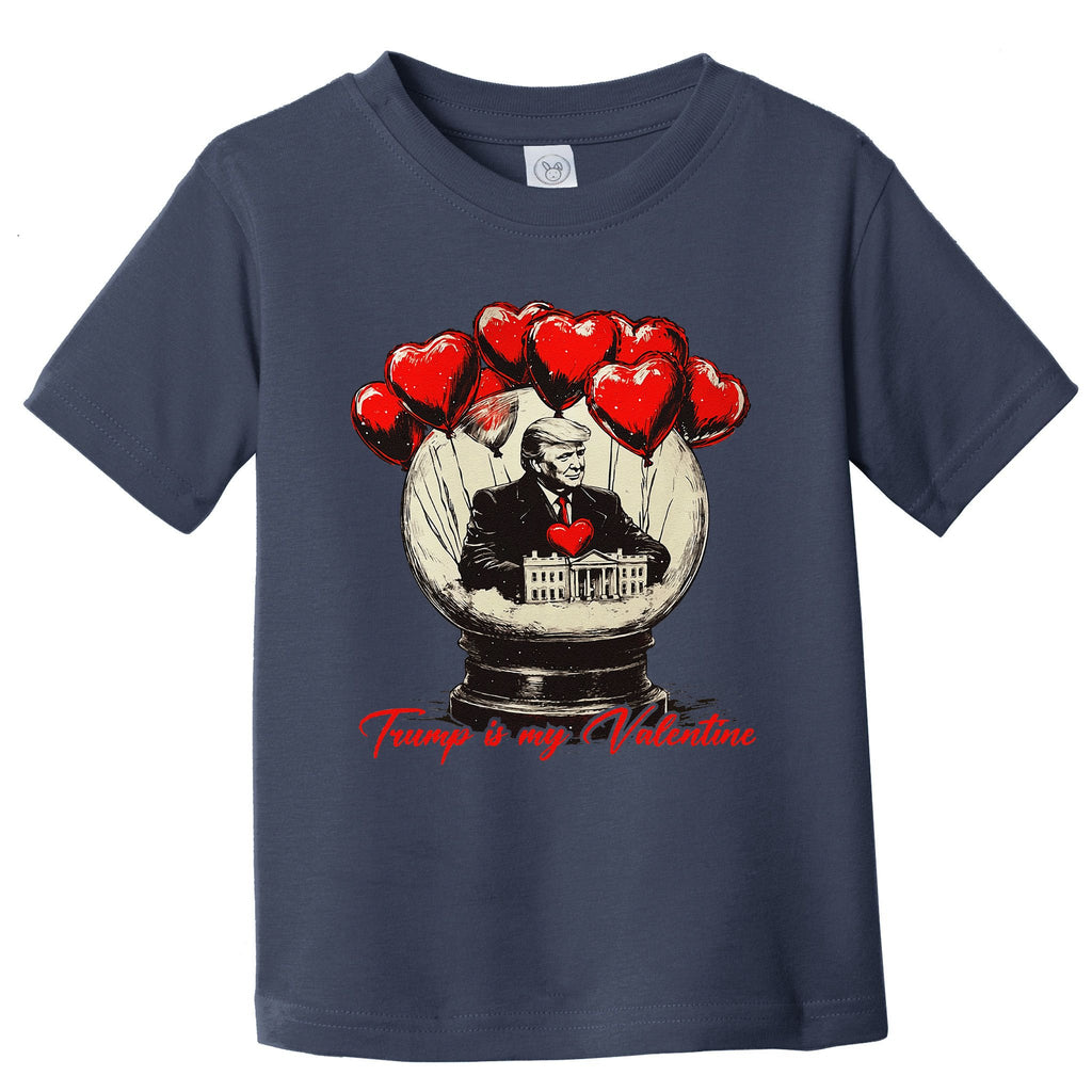 Trump Is My Valentine Retro Valentine Snow Globe White Heart Toddler T-Shirt