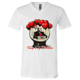 Trump Is My Valentine Retro Valentine Snow Globe White Heart V-Neck T-Shirt