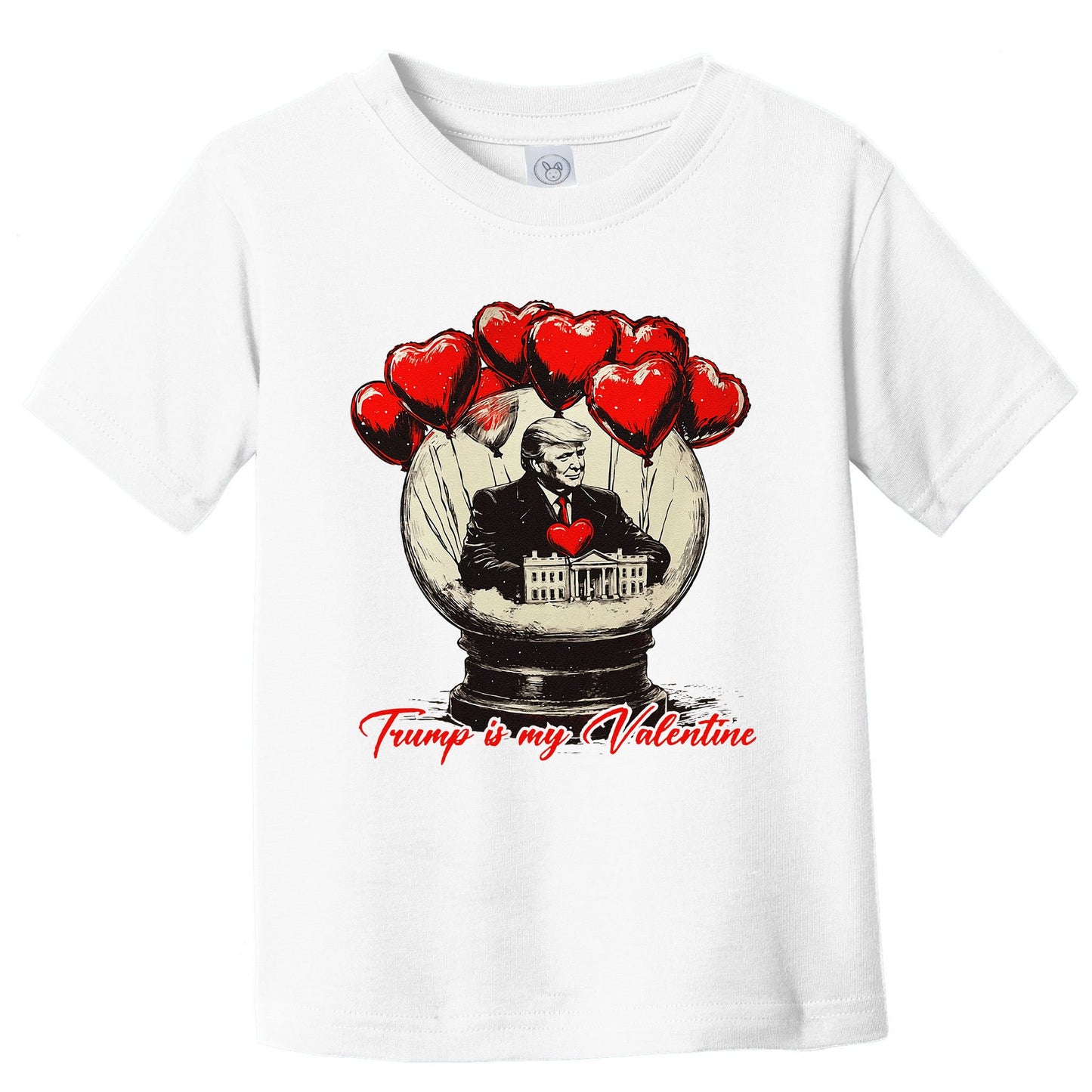 Trump Is My Valentine Retro Valentine Snow Globe White Heart Toddler T-Shirt