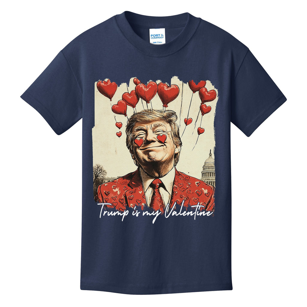 Trump Is My Valentine Funny Trump Valentine Retro Trump 2025 Kids T-Shirt