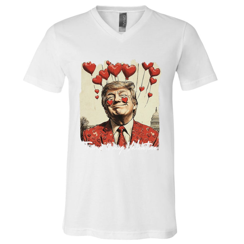 Trump Is My Valentine Funny Trump Valentine Retro Trump 2025 V-Neck T-Shirt
