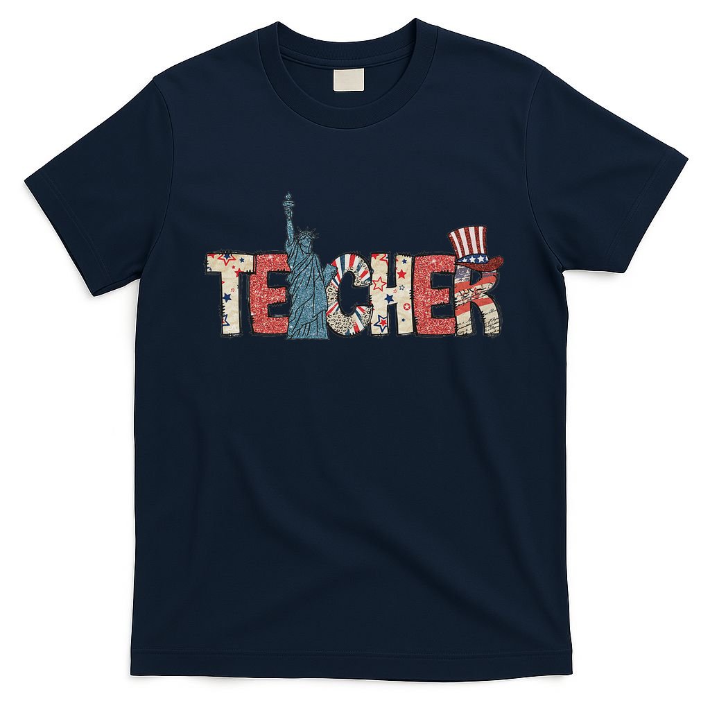 Teacher Life American Flag 4th Of July Usa Teacher Patriotic T-Shirt