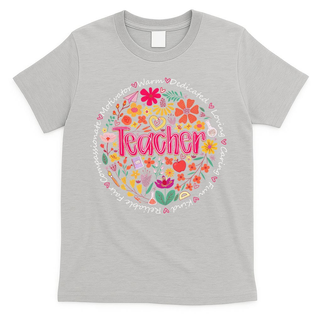 Teach Love Inspire Wildflower Teacher Funny Back To School T-Shirt