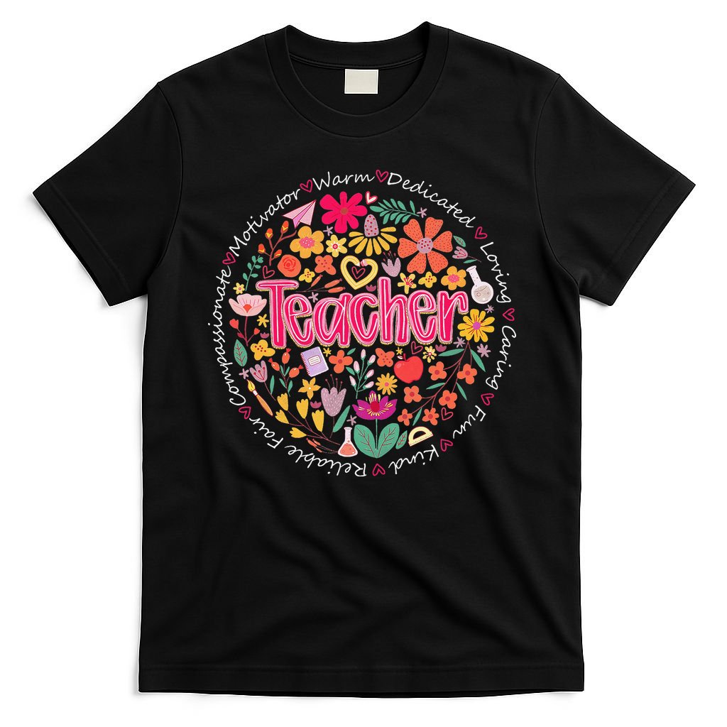 Teach Love Inspire Wildflower Teacher Funny Back To School T-Shirt