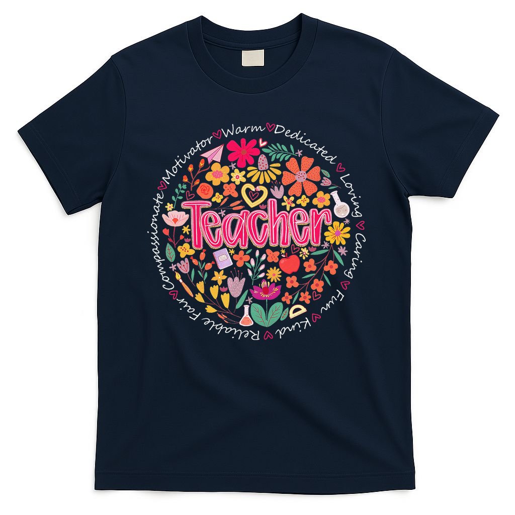 Teach Love Inspire Wildflower Teacher Funny Back To School T-Shirt