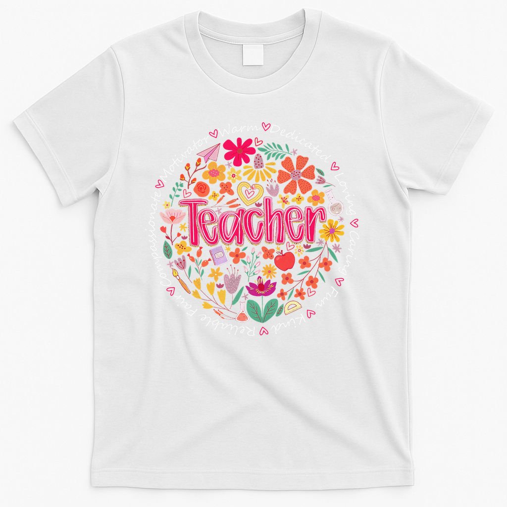 Teach Love Inspire Wildflower Teacher Funny Back To School T-Shirt
