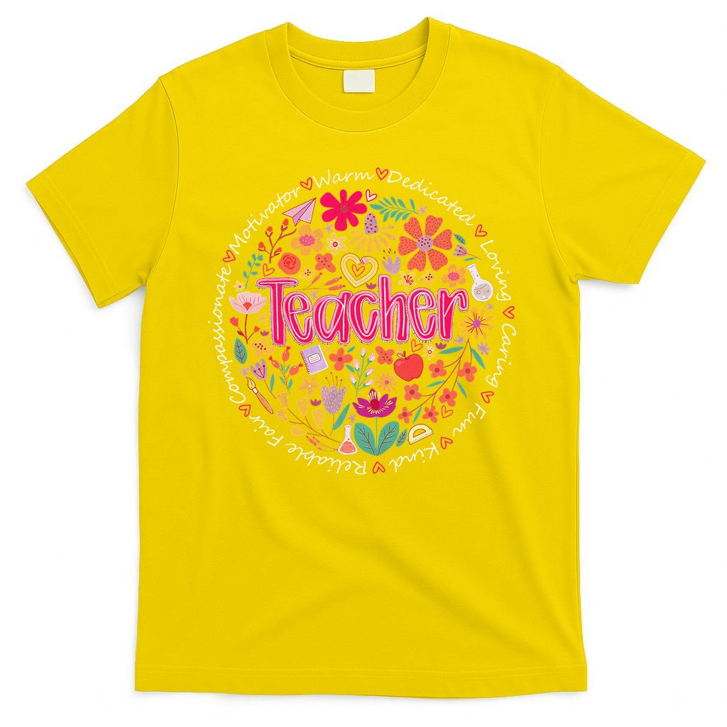 Teach Love Inspire Wildflower Teacher Funny Back To School T-Shirt