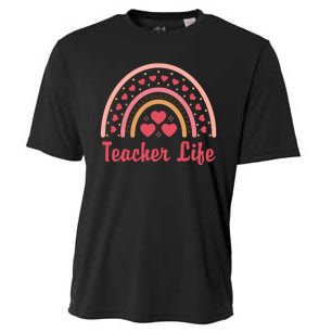 Teacher Life Rainbow Valentines Day Gift Cooling Performance Crew T-Shirt