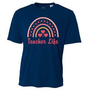 Teacher Life Rainbow Valentines Day Gift Cooling Performance Crew T-Shirt