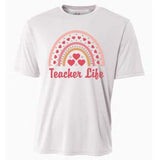 Teacher Life Rainbow Valentines Day Gift Cooling Performance Crew T-Shirt