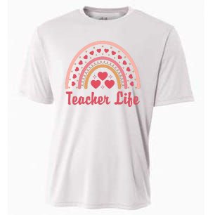 Teacher Life Rainbow Valentines Day Gift Cooling Performance Crew T-Shirt