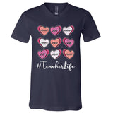 Teachers Life Valentines Day Heart Candy V-Neck T-Shirt