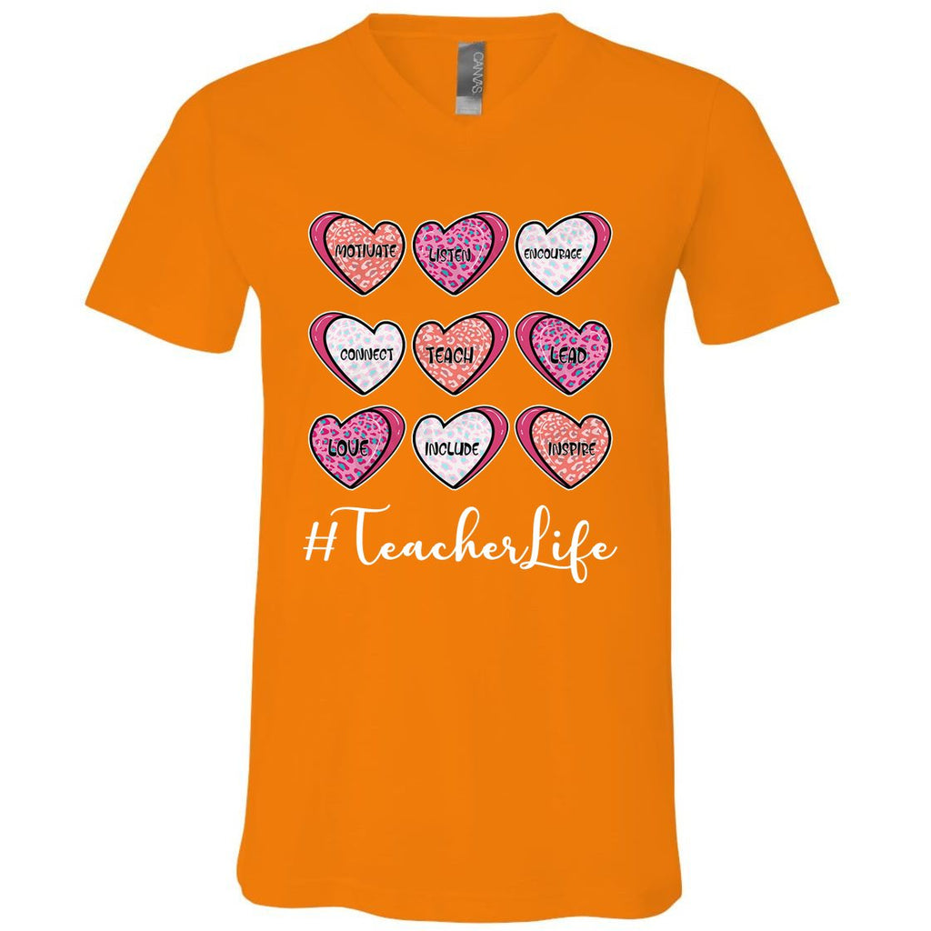Teachers Life Valentines Day Heart Candy V-Neck T-Shirt