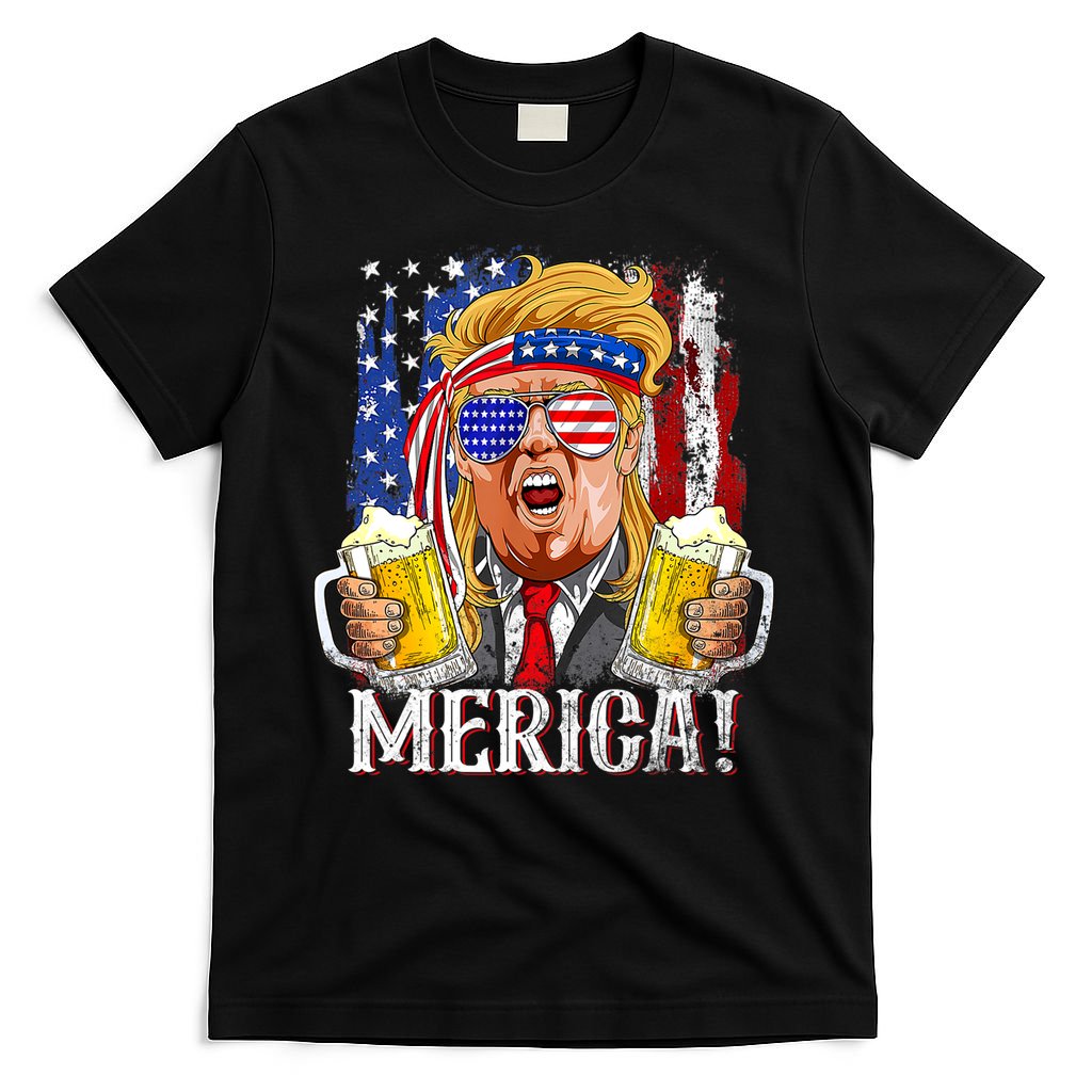Trump Mullet 4th Of July USA American Flag Merica Trump 2024 T-Shirt
