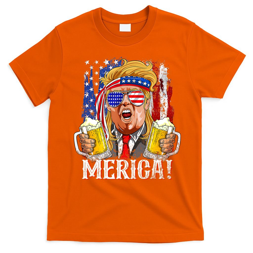 Trump Mullet 4th Of July USA American Flag Merica Trump 2024 T-Shirt