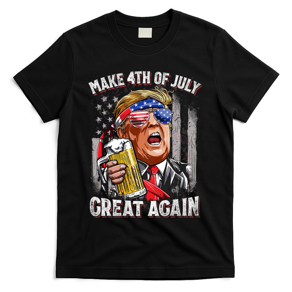Trump Make 4th Of July Great Again Drinking Beer Funny T-Shirt