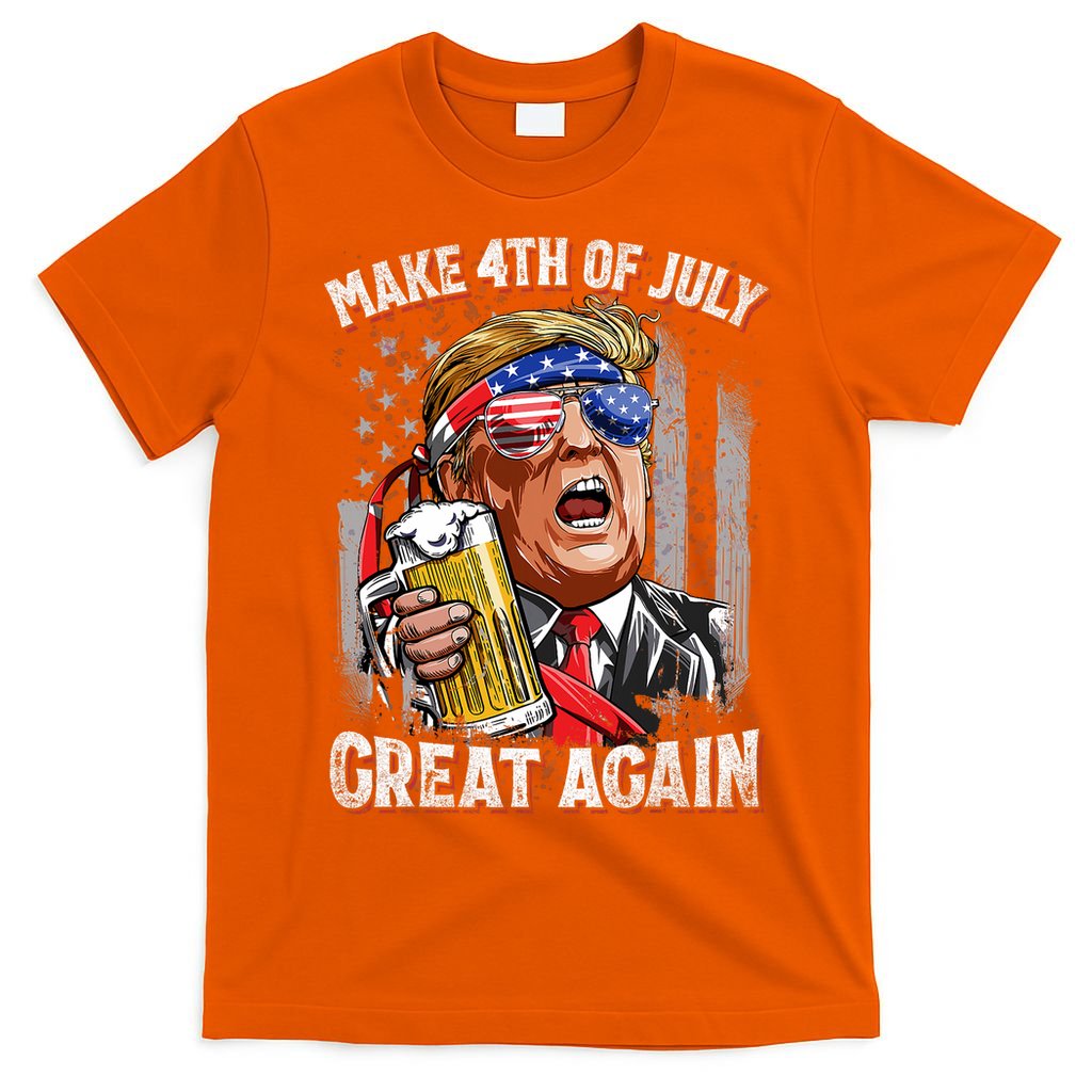Trump Make 4th Of July Great Again Drinking Beer Funny T-Shirt