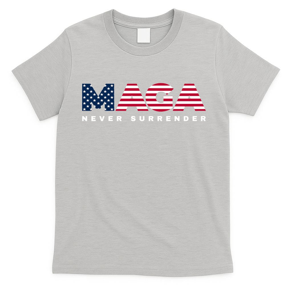 Trump Maga Freedom Never Surrender 4th Of July 2024 Usa Flag Hoodie T-Shirt