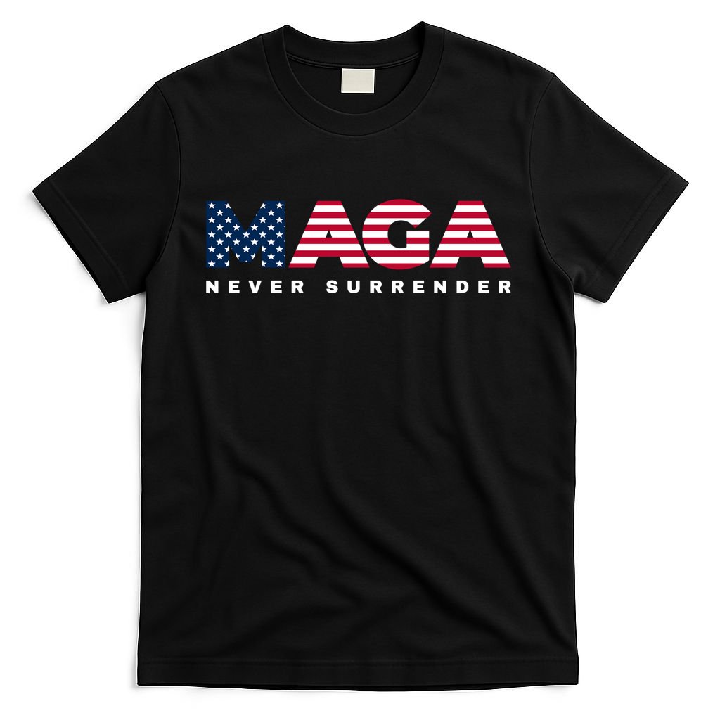 Trump Maga Freedom Never Surrender 4th Of July 2024 Usa Flag Hoodie T-Shirt