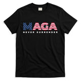 Trump Maga Freedom Never Surrender 4th Of July 2024 Usa Flag Hoodie T-Shirt