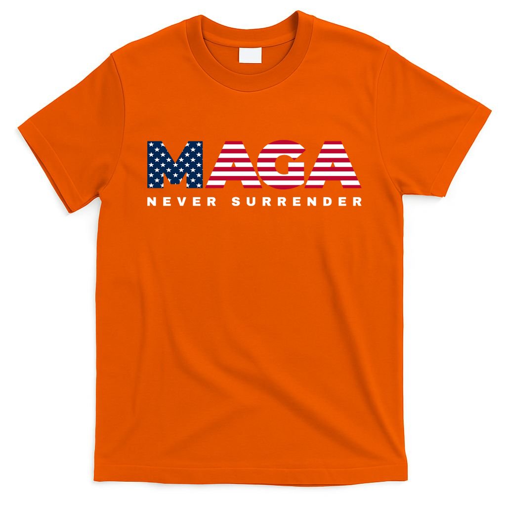 Trump Maga Freedom Never Surrender 4th Of July 2024 Usa Flag Hoodie T-Shirt