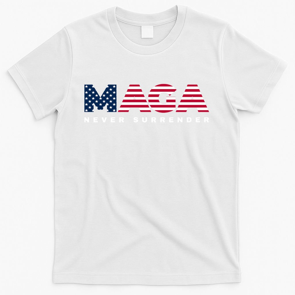Trump Maga Freedom Never Surrender 4th Of July 2024 Usa Flag Hoodie T-Shirt