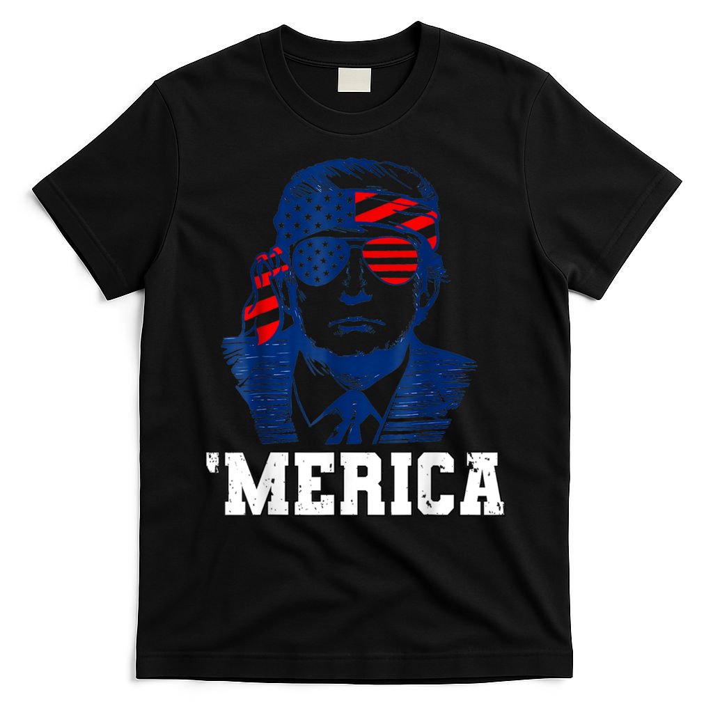 Trump Merica Funny Trump 4th Of July 2024 Sunglasses Us Flag Gift T-Shirt