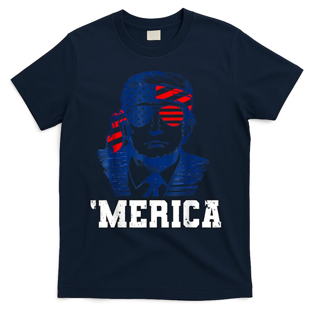 Trump Merica Funny Trump 4th Of July 2024 Sunglasses Us Flag Gift T-Shirt