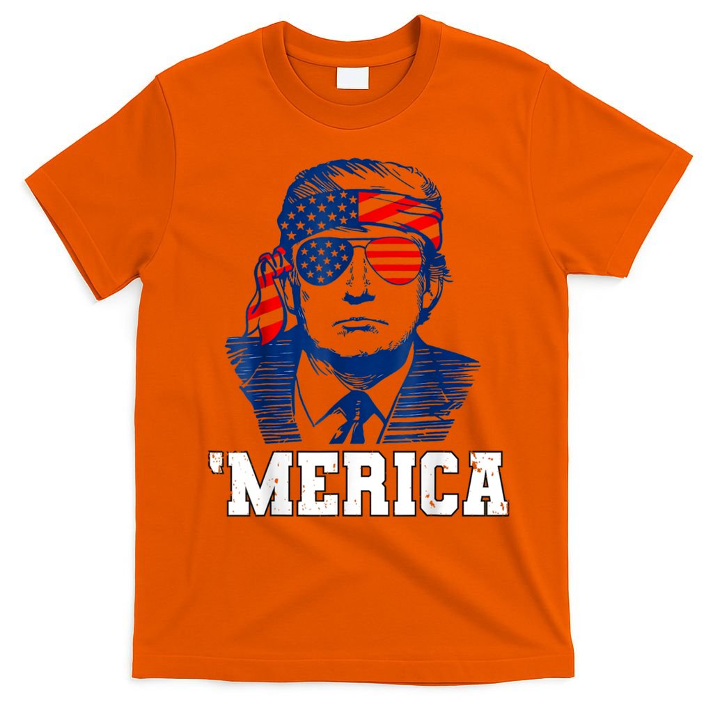 Trump Merica Funny Trump 4th Of July 2024 Sunglasses Us Flag Gift T-Shirt