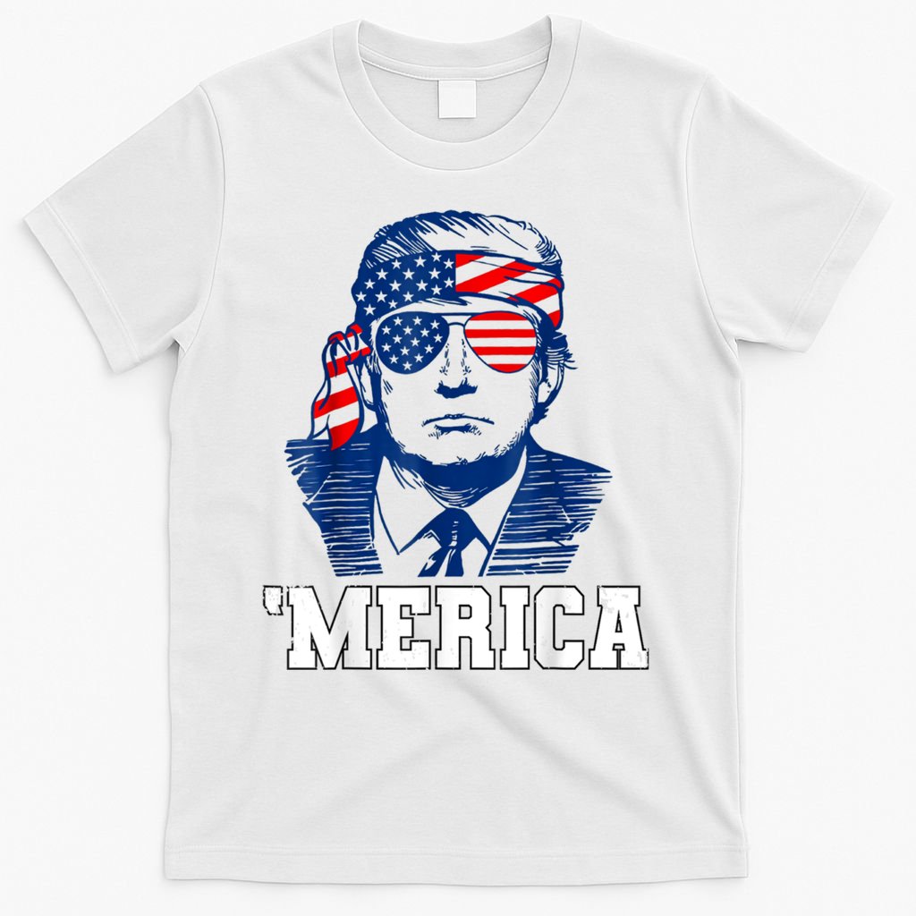 Trump Merica Funny Trump 4th Of July 2024 Sunglasses Us Flag Gift T-Shirt