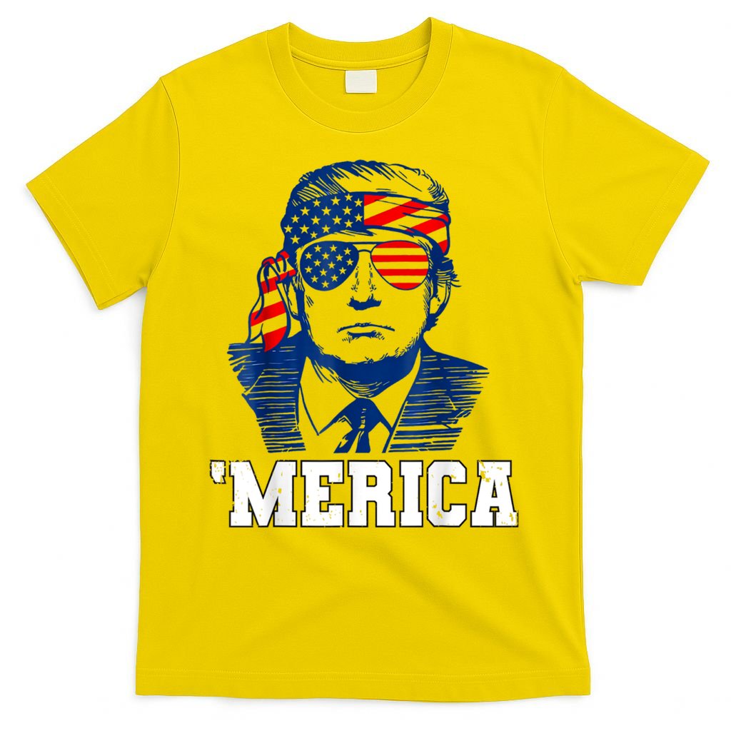 Trump Merica Funny Trump 4th Of July 2024 Sunglasses Us Flag Gift T-Shirt