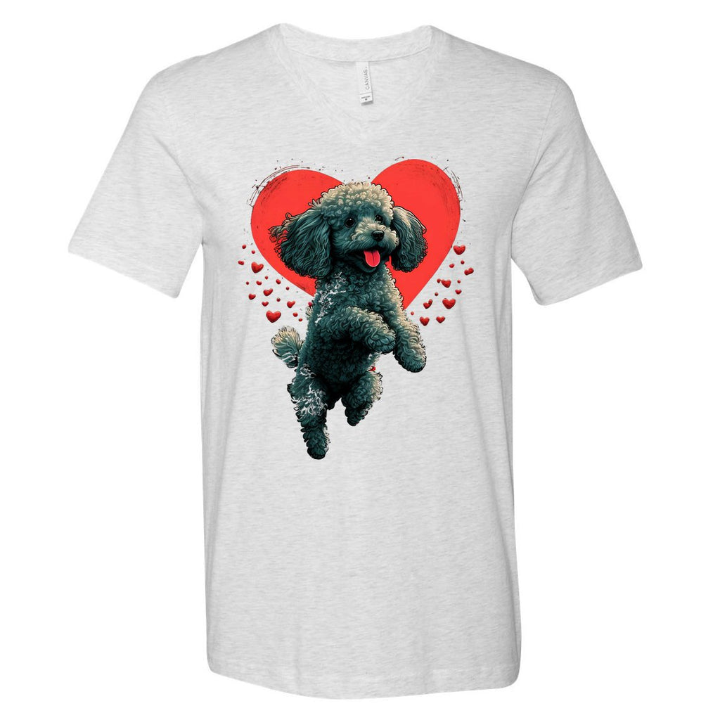 Toy Poodle Love Heart For Valentines Day On Poodle Lover V-Neck T-Shirt